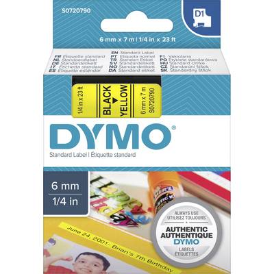 DYMO feliratozószalag D1, 6mm, sárga/fekete, S0720790 (S0720790)
