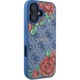 Guess GUHMP16SP4ROPEMCB 4G Flowers Print Magsafe-Kompatibilis Tok iPhone 16 - Kék