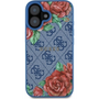 Guess GUHMP16SP4ROPEMCB 4G Flowers Print Magsafe-Kompatibilis Tok iPhone 16 - Kék