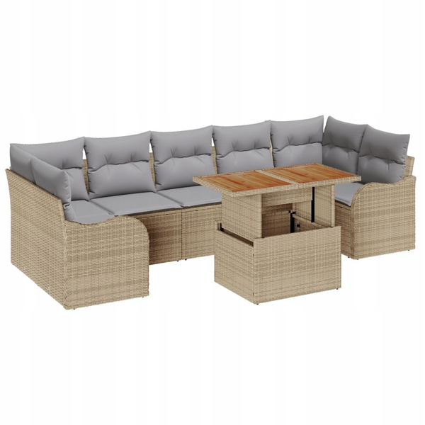 Kerti Kanapé Szett 8 pcs bézs és világosszürke 100 x 55 x 73 cm