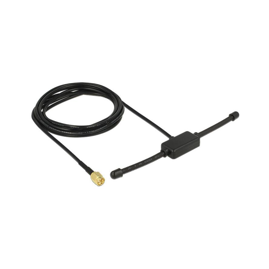 TUN Delock 89495 ISM 433 MHz Antenna SMA Plug 3 dBi omnidirectional fixed black adhesive mounting (89495)