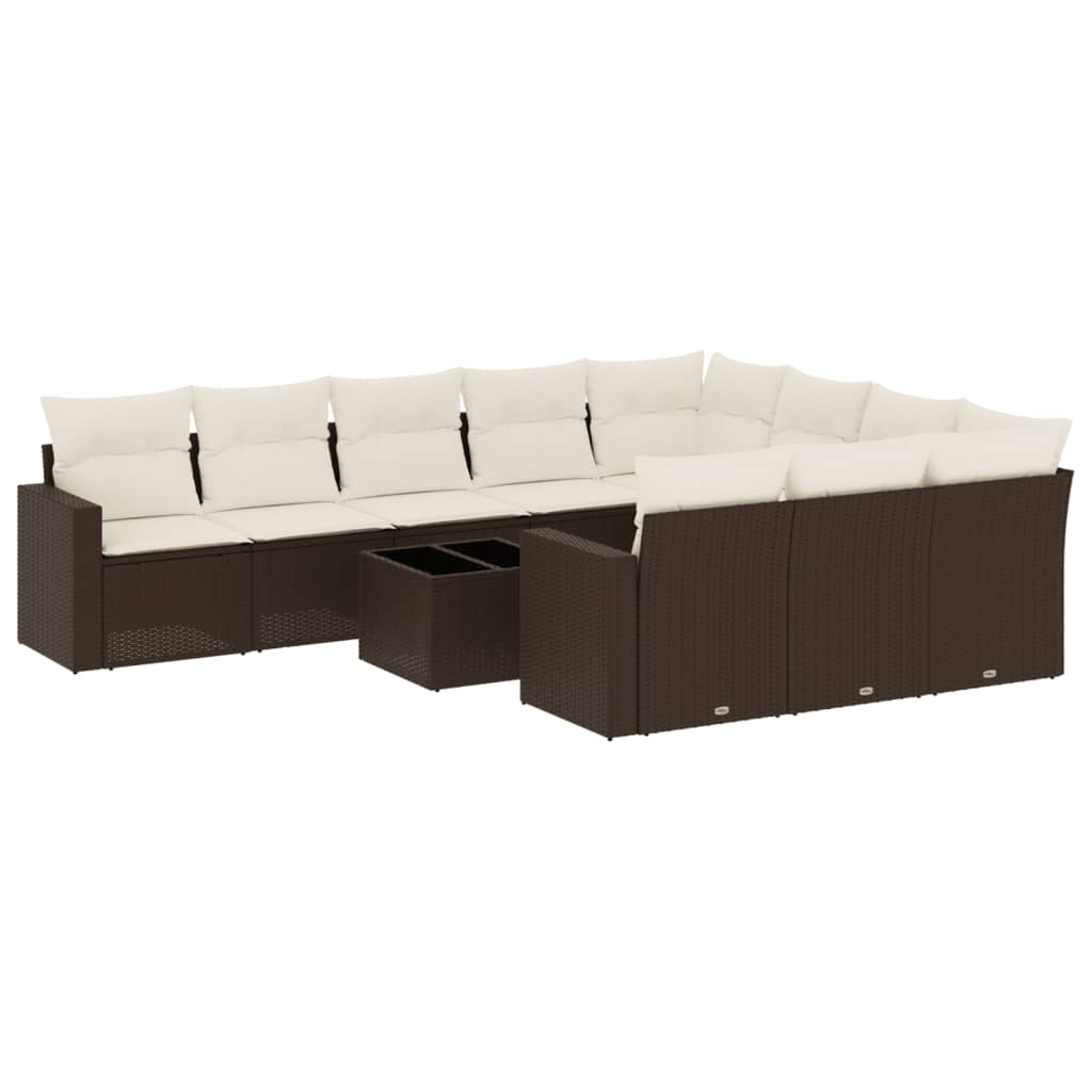 11 részes barna polyrattan kerti ülőgarnitúra párnákkal (3219493)