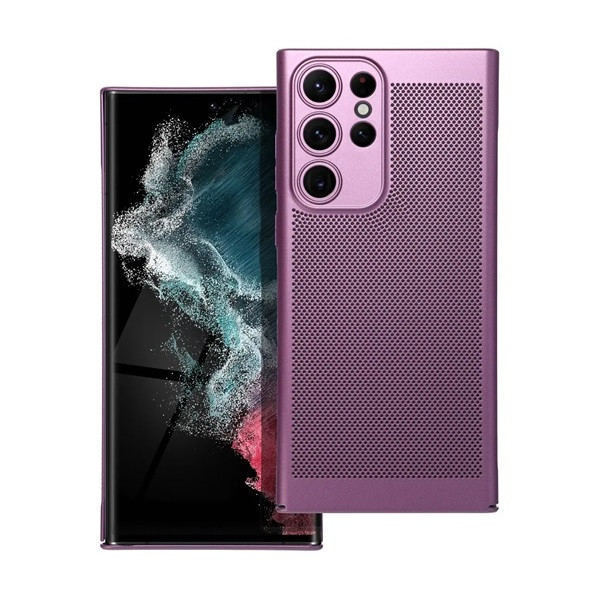 Samsung Galaxy S22 Ultra 5G SM-S908, Műanyag hátlap védőtok, légáteresztő, lyukacsos minta, Breezy, lila (5903396212765)