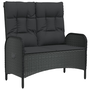 fekete polyrattan dönthető kerti pad párnákkal 107 cm