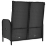 fekete polyrattan dönthető kerti pad párnákkal 107 cm