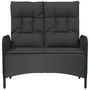 fekete polyrattan dönthető kerti pad párnákkal 107 cm