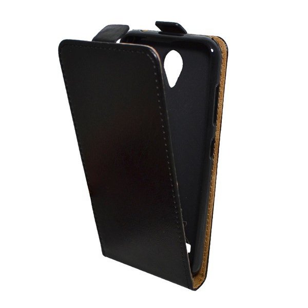 Tok álló, bőr hatású (FLIP, lefelé nyíló, szilikon tartó) FEKETE [ZTE Blade A520] (5996457712298)