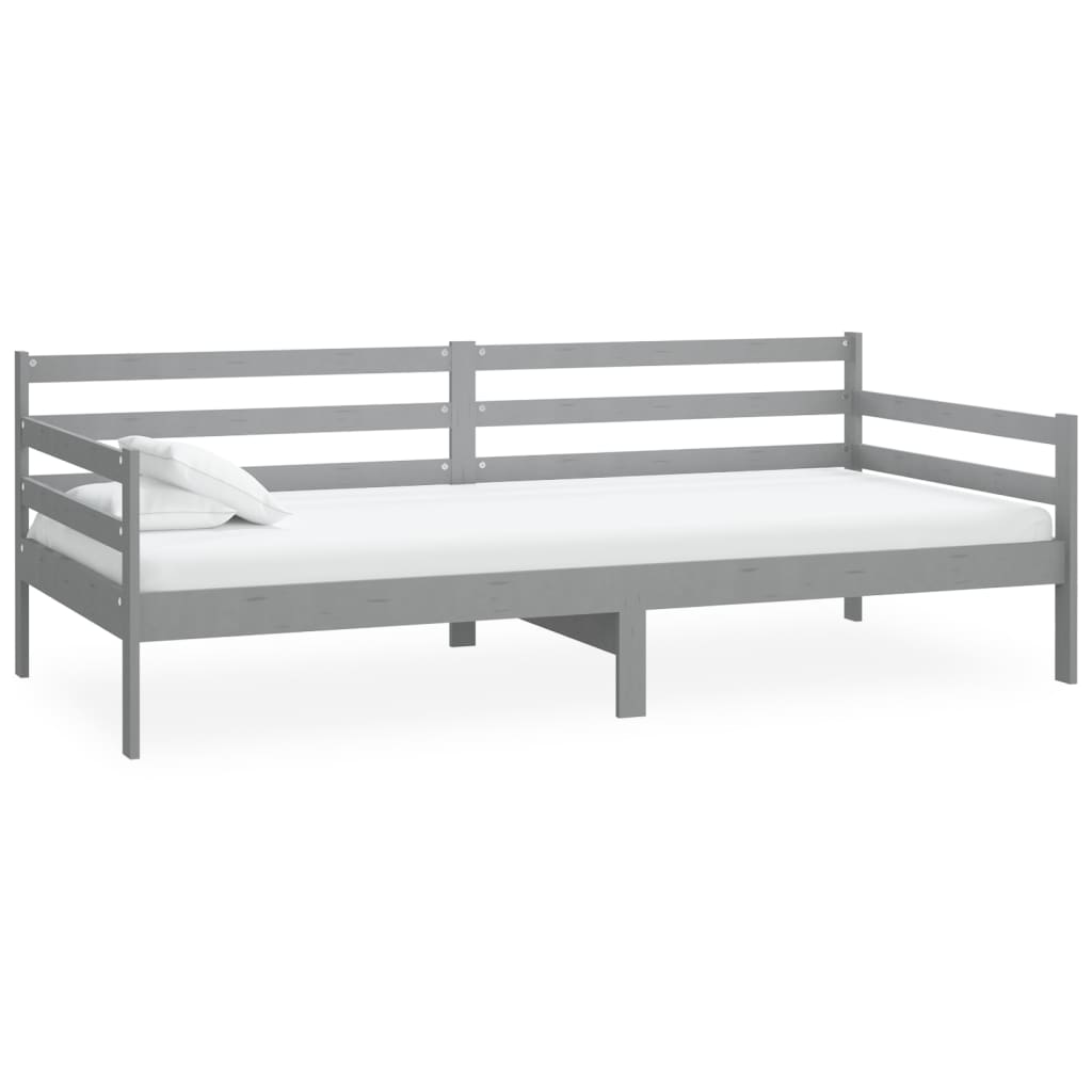 szürke tömör fenyőfa kanapéágy 90 x 200 cm (806937)