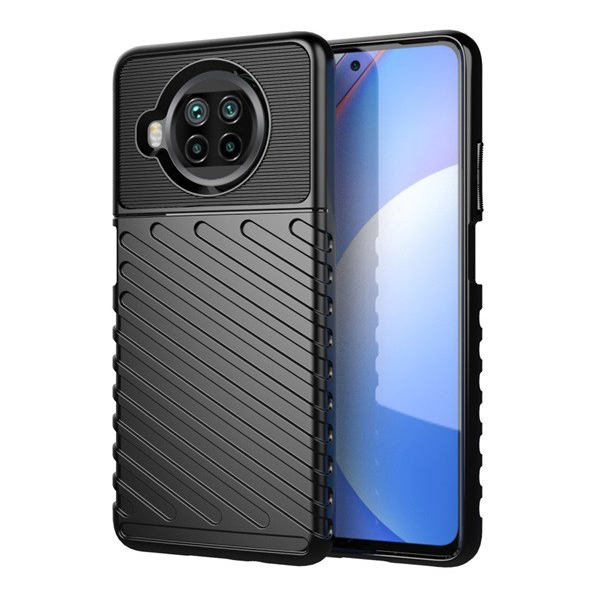 Szilikon telefonvédő (közepesen ütésálló, csíkos, dombor minta) FEKETE [Xiaomi Mi 10T Lite 5G] (5996591012971)
