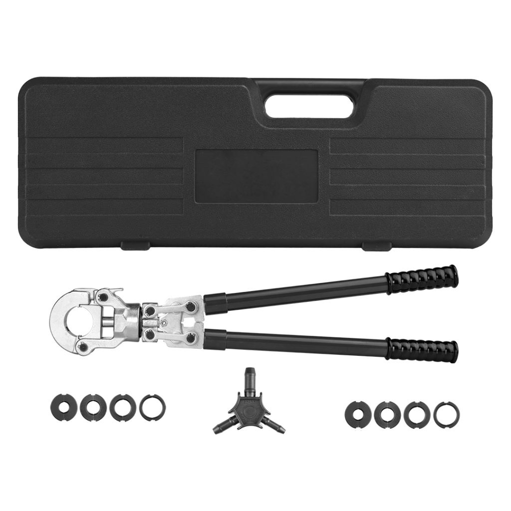 NEO Tools Krimpelő,-préselőfogó PEX csőcsatlakozókhoz, cserélhető fejekkel, csőkalibráló szerszámmal (02-445) (02-445)