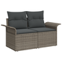 10 Darabos Kerti Sofa Készlet Párnákkal Szürke Poli Rattan Akác