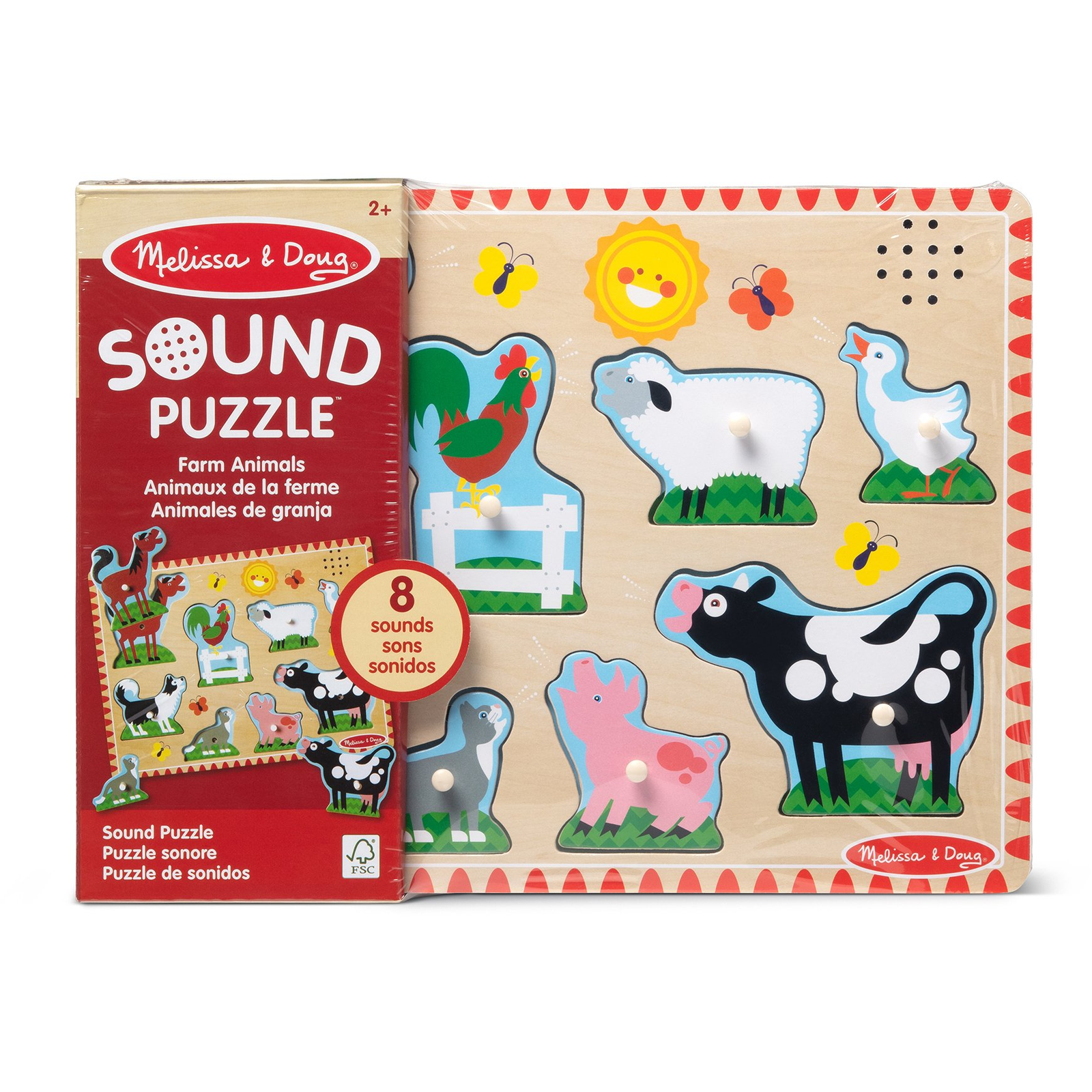 Melissa & Doug MPZ WPZ Farm Anml Sound Pzl8Pc GML Puzzle cu forme 8 buc. Animale