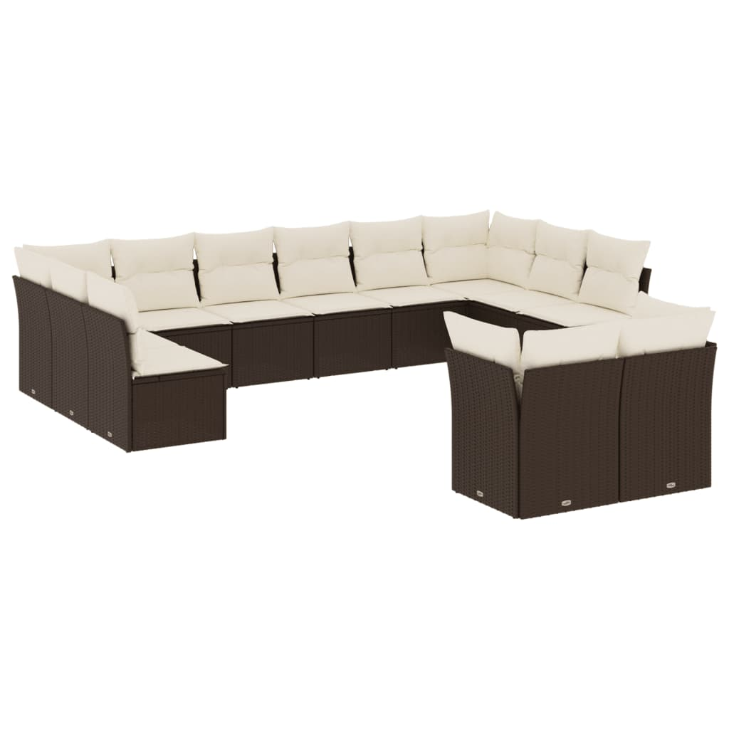12 részes barna polyrattan kerti ülőgarnitúra párnákkal (3218433)