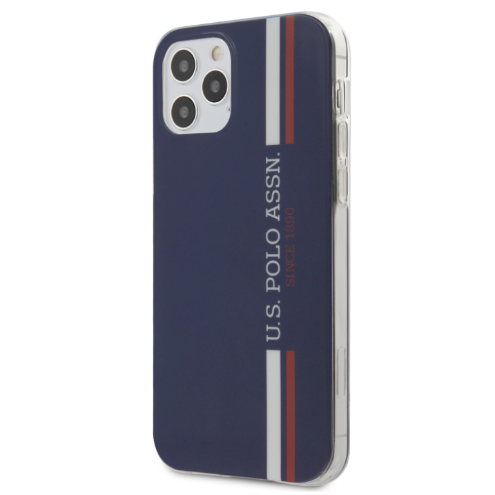 U.S. Polo Vertical Stripes Apple iPhone 12/12 Pro Műanyag Tok - Kék (USHCP12MPCUSSNV)