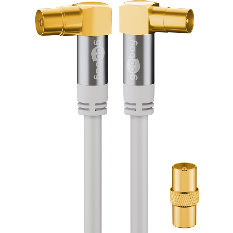Goobay 70417 Koax Premium Antenna kábel 4x árnyékolt 2.0m - Fehér (70417)