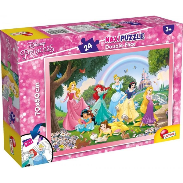 Disney Hercegnők 2 az 1-ben maxi 24db-os puzzle és színező 70x50cm - Lisciani
