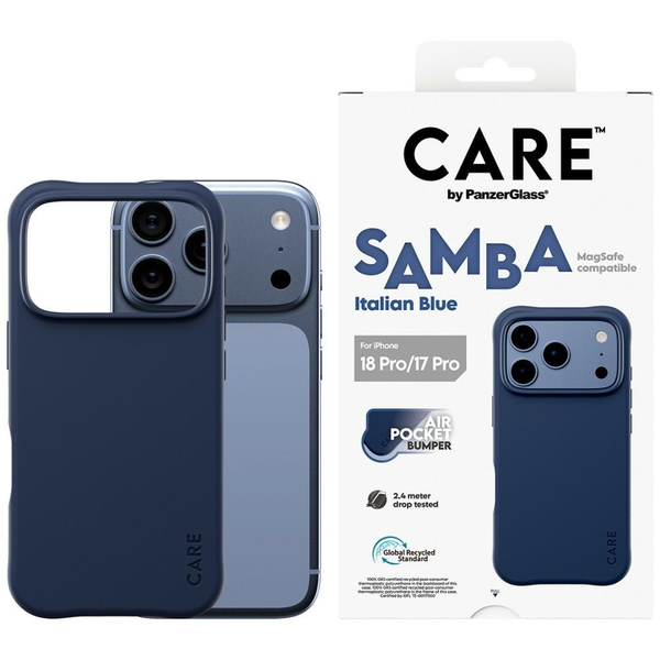 PanzerGlass CARE™ by ® Samba Case Italian Blue w. MagSafe iPhone 18 Pro | 17 Pro custodia per cellulare Cover Blu