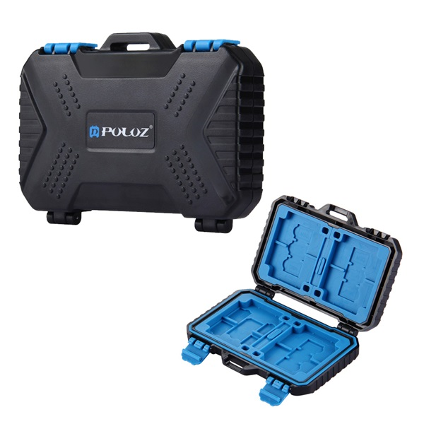 Puluz memóriakártya tároló táska (4x CF, 8x SD, 9x TF, 1x SIM, 2x microSIM, 2x nanoSIM, 11.5x7.0x2.05cm) FEKETE (PU5002)