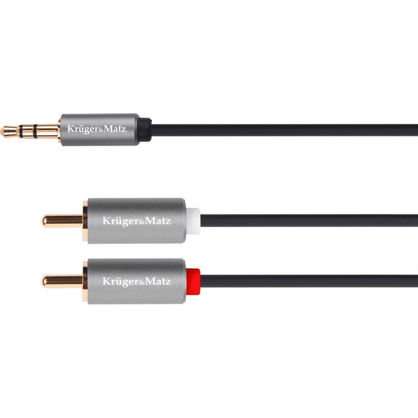 Kabel Kruger&Matz Jack 3.5mm - RCA (Cinch) x2 1.8m srebrny (5070)