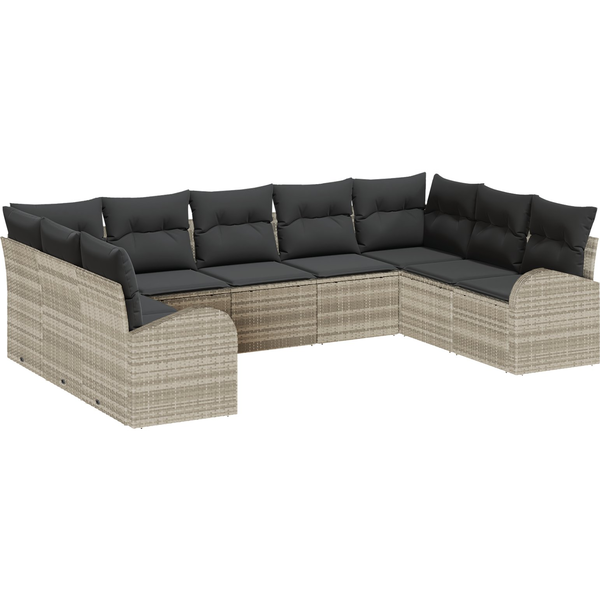 Kerti Kanapé Szett 9 pcs Világosszürke Poli rattan
