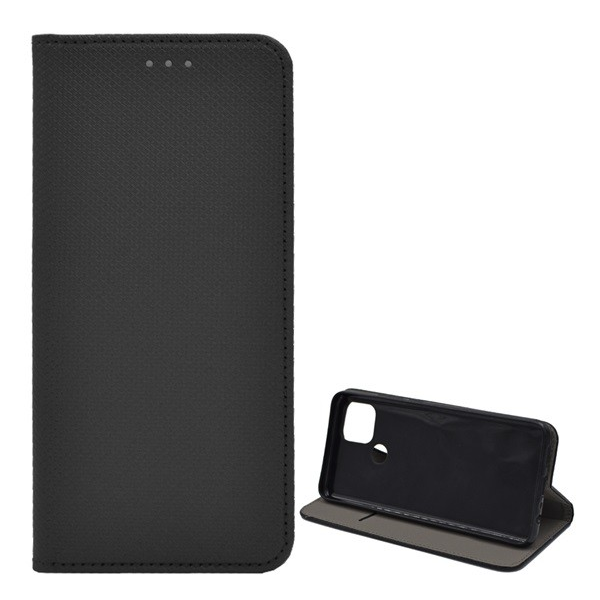 Tok álló, bőr hatású (FLIP, oldalra nyíló, asztali tartó funkció, rombusz minta) FEKETE [Oppo A15s] (5996591073231)