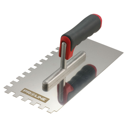 Rozsdamentes Acél Simító 270*130mm Fogazat 4*4 Fogantyú Dupla Lyuk Alu Proline (61511)