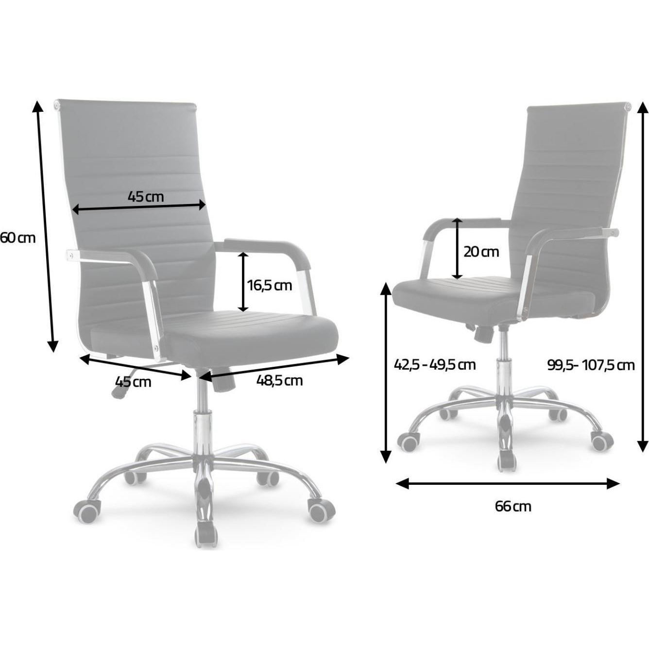 Irodai szék, Sofotel Boston, fekete, műbőr kárpit, krómozott karfák és csillagtalp, Tilt hintamechanika, gumírozott kerekek, ergonomikus háttámla (2130)