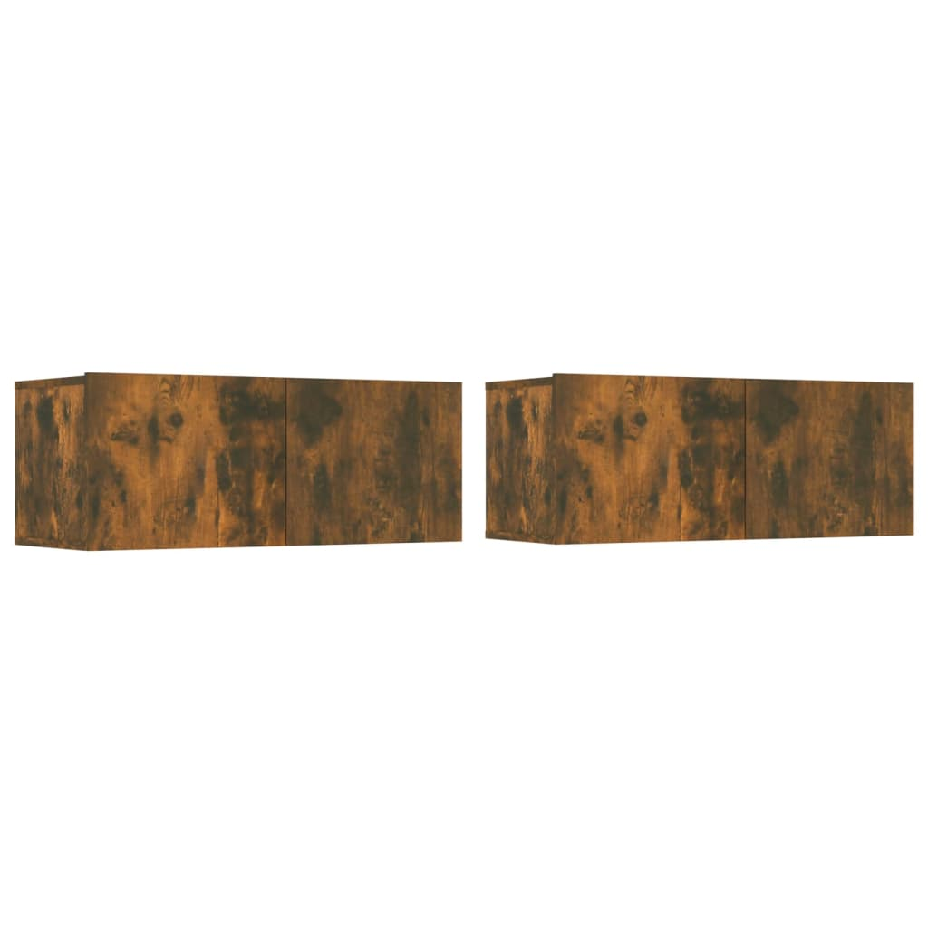 2 db füstös tölgy színű szerelt fa TV-szekrény 80 x 30 x 30 cm (820463)