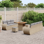 10 Darabos Kert Sofa Szett Párnákkal Bézs Műrattan Akácia
