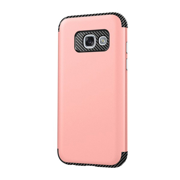 Defender műanyag telefonvédő (közepesen ütésálló, szilikon belső, karbon minta) ROZÉARANY [Samsung Galaxy A3 (2017) SM-A320F] (5996457704422)