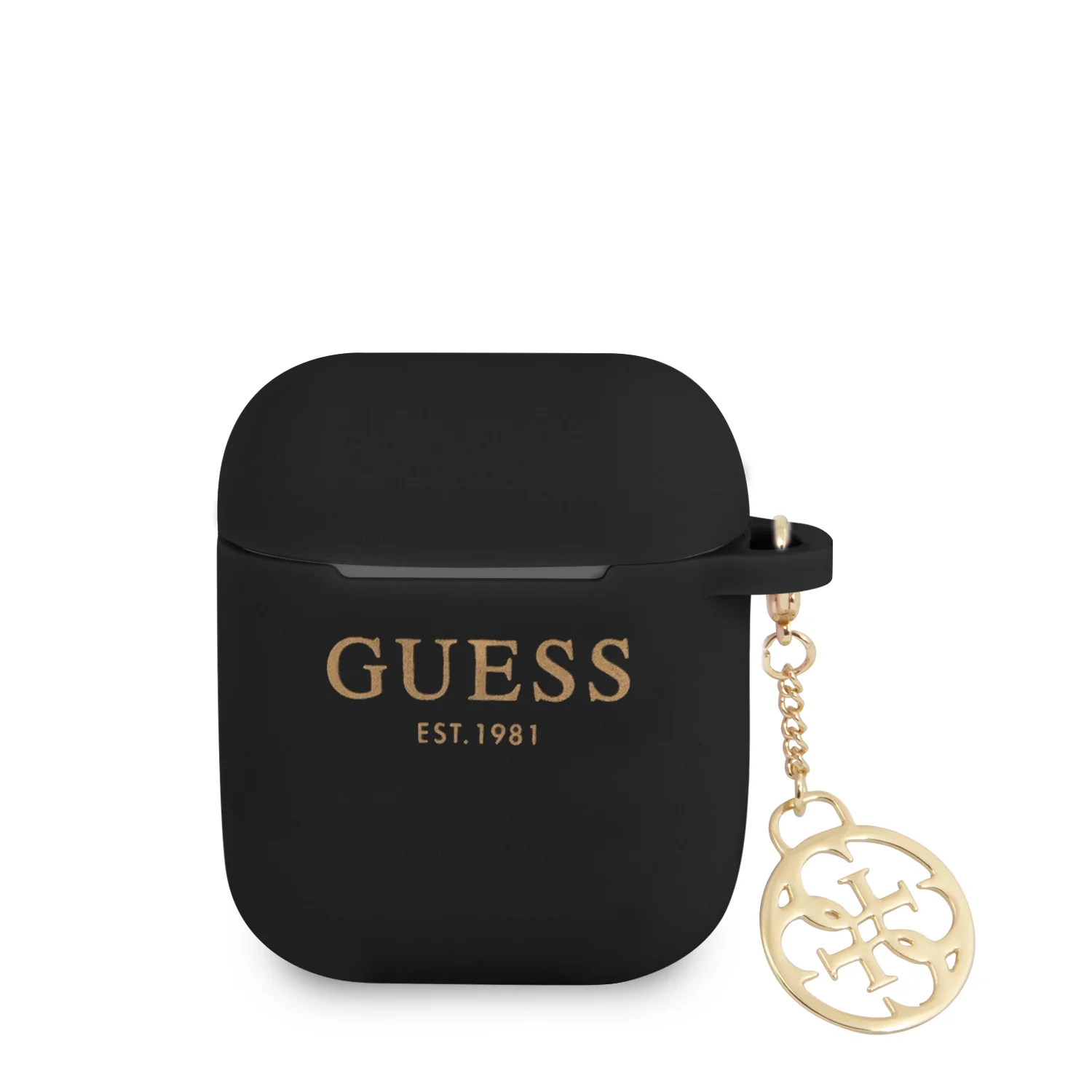 Guess 4G Charm Apple Airpods 1/2 Szilikon tok - Fekete (GUA2LSC4EK)