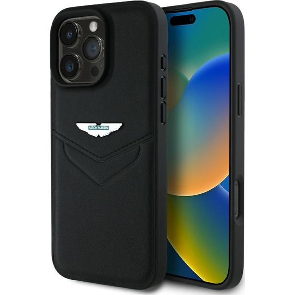 Aston Martin ASHCP16LPVIK HC Leather Victory Design Tok IPhone 16 Pro - Fekete