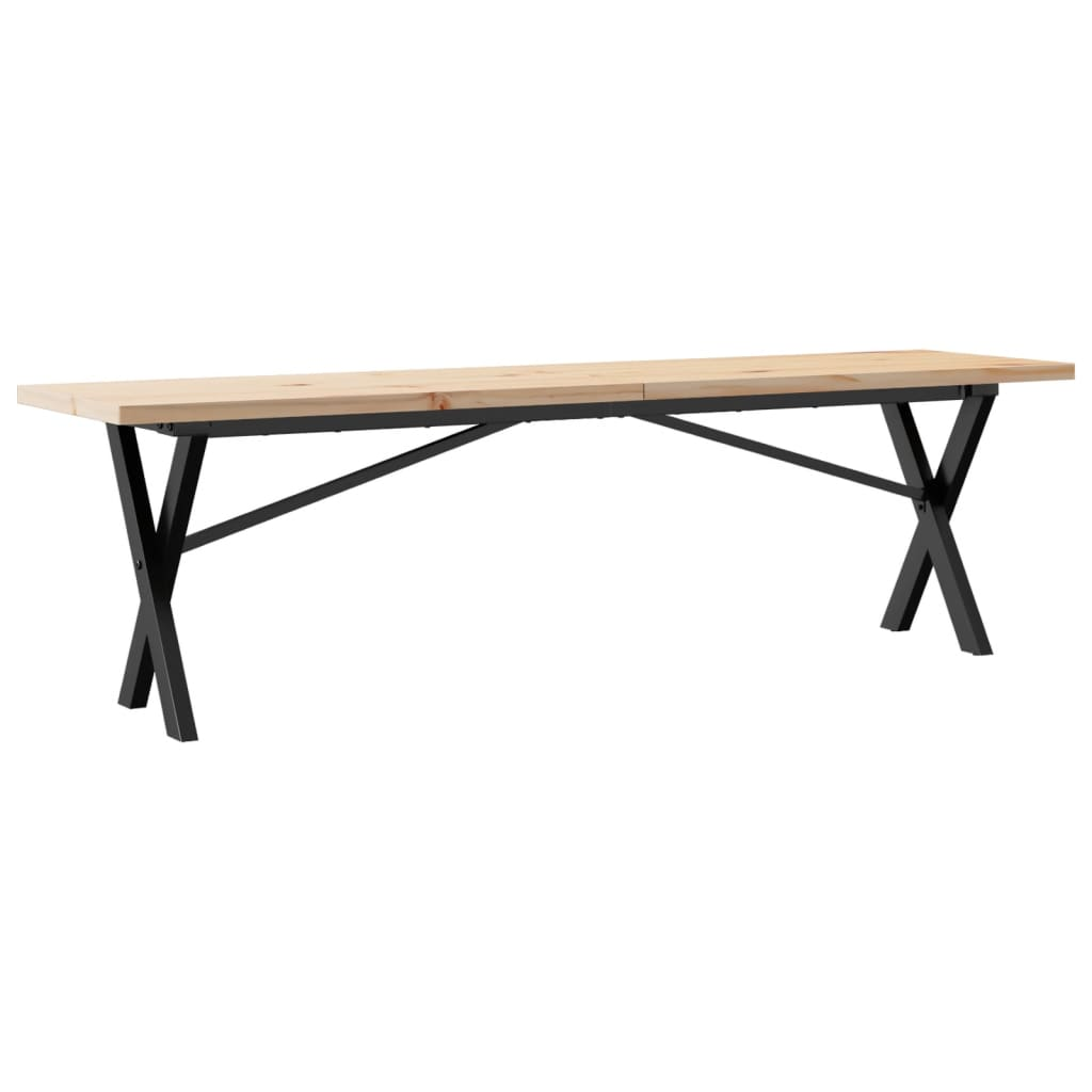 tömör fenyőfa és öntöttvas X-vázú dohányzóasztal 160x40x45,5 cm (3282756)
