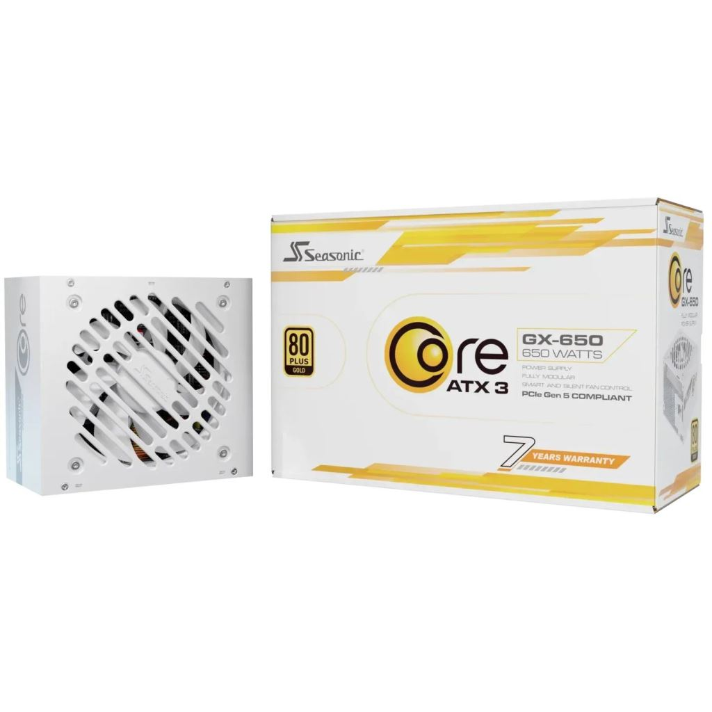 Seasonic 650W 80+ Gold Core GX 650 fehér (SRP-CGX651-A5A32SF-W) (SRP-CGX651-A5A32SF-W)