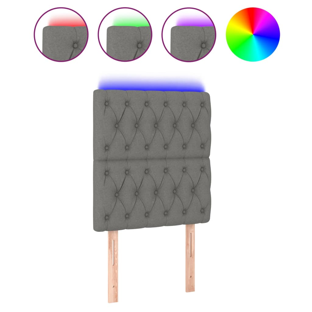 sötétszürke szövet LED-es fejtámla 80x7x118/128 cm (3122735)