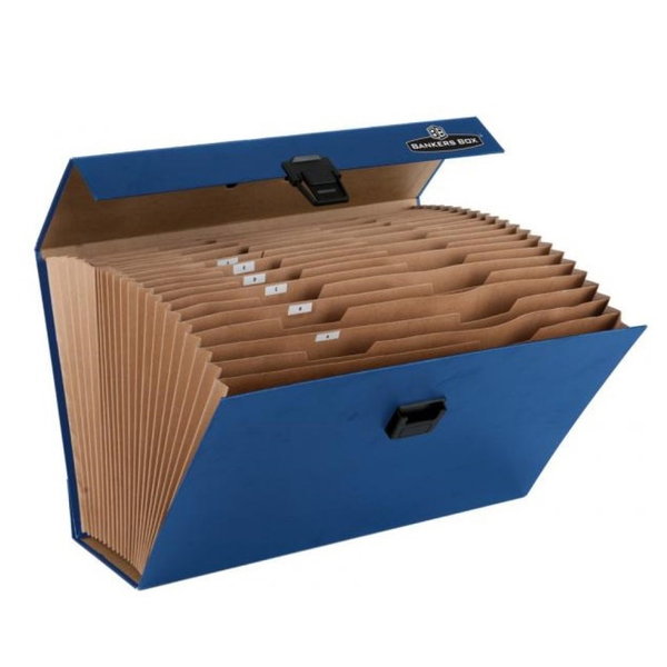Fellowes Irattartó -. harmonikatáska, karton, 250 x 362 x 124 mm.,19 rekeszes,  Bankers Box Handifile, kék (9352201)