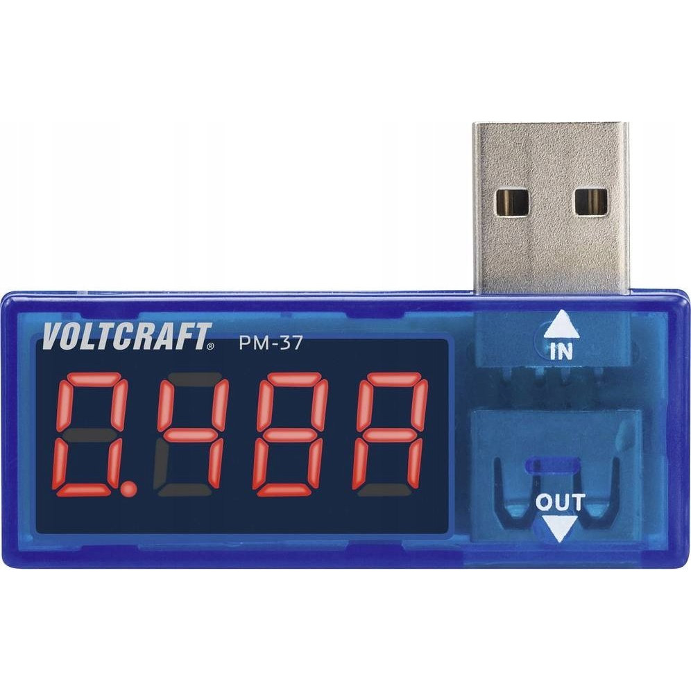 USB-s multiméter, áram és feszültségmérő panelműszer VOLTCRAFT PM-37 CAT I (PM-37)
