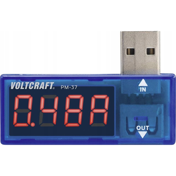 USB-s multiméter, áram és feszültségmérő panelműszer VOLTCRAFT PM-37 CAT I