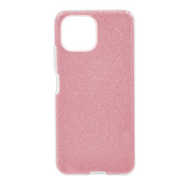 Szilikon telefonvédő (műanyag belső, csillogó hátlap) RÓZSASZÍN [Xiaomi 11 Lite 5G NE] (5996591089782)