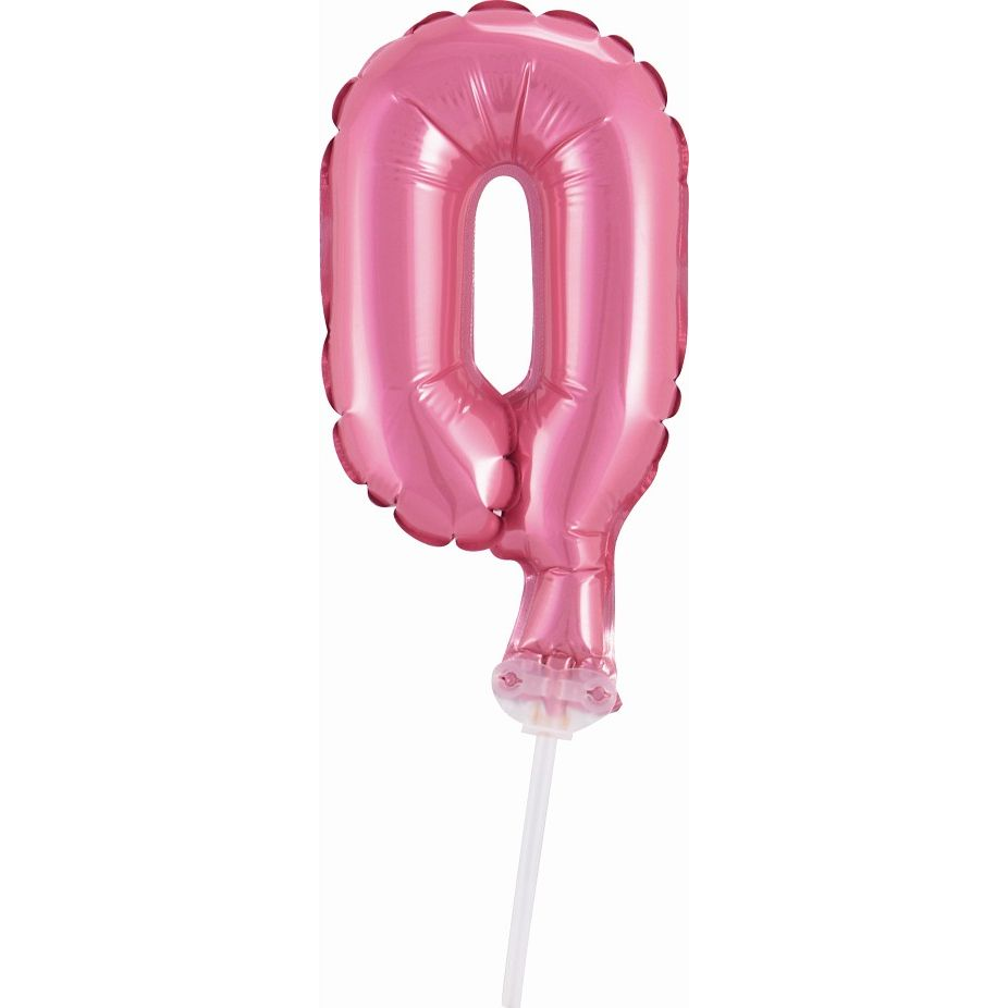 Szám Fólia Lufi Tortára - 13 cm, 0-ás, Rózsaszín (GODA1965)