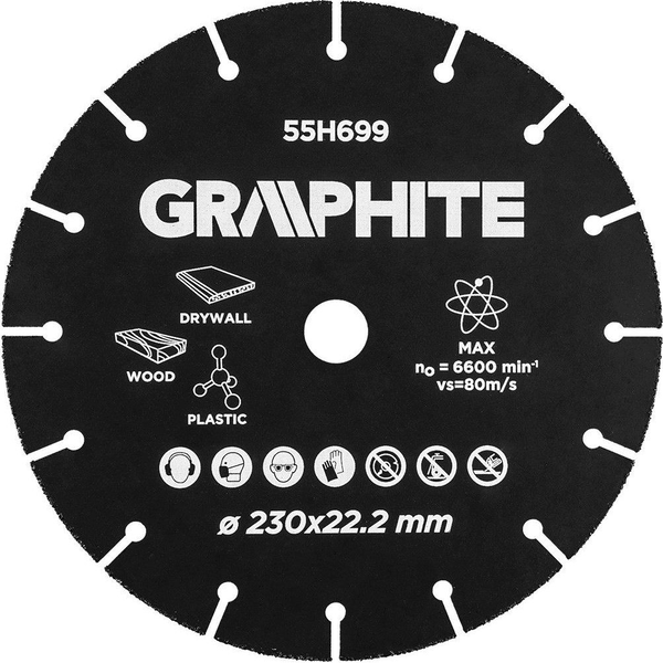 Graphite HM Vágókorong Fához és Műanyaghoz 230x22,2 mm