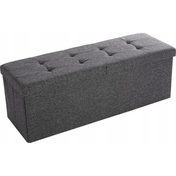 Összecsukható vászon tárolópuff  76x38x38cm, felnyitható ottomán, sötétszürke