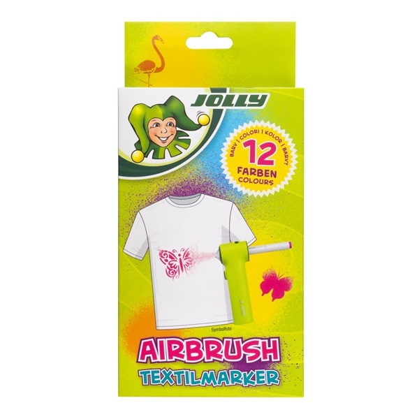 Jolly Airbrush Textile 12 darabos kétvégű színes textilmarker utántöltő készlet (4446-0016)