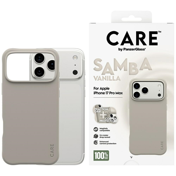 PanzerGlass CARE by ® Fashionable Case Samba Vanilla w. MagSafe iPhone 17 Pro Max кейс за мобилен телефон Калъф Бежов
