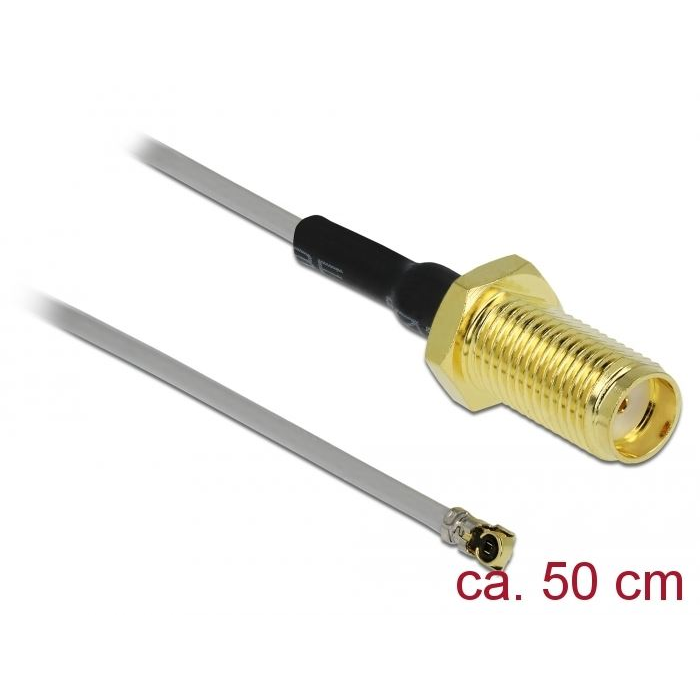 Delock antenna kábel SMA anya-apa MHF 4L -dugó 1.37 10mm 50cm (90404) (DE90404)