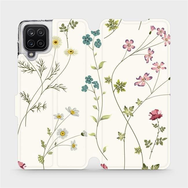 Flip mobile phone case Samsung Galaxy A12 - MD03S Thin plants with flowers (5903516612963)
