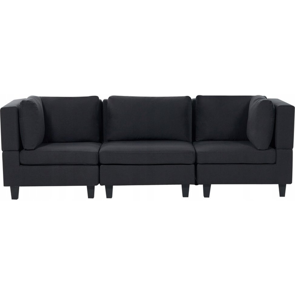 Sofá Modular Moderno 3 Plazas Tapizado Tela Poliéster Respaldo Acolchado Negro Unstad