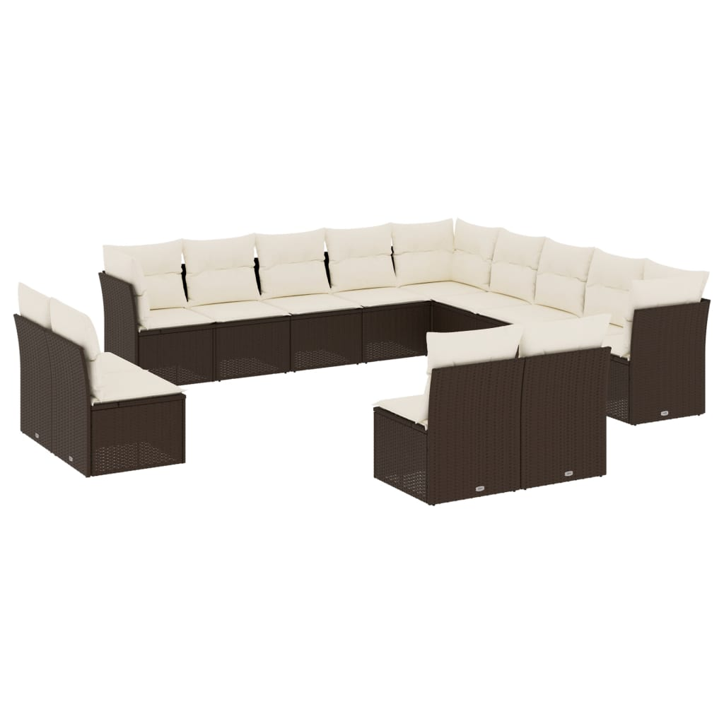 13 részes barna polyrattan kerti ülőgarnitúra párnákkal (3218493)
