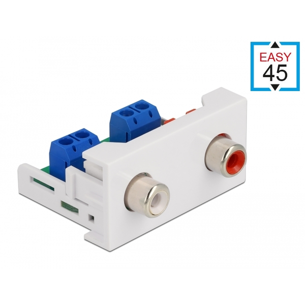 Delock Easy 45 modul, 2 x RCA anya csatlakozó, 22,5 x 45 mm