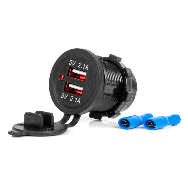 AMiO MOD-04 Dupla USB Aljzat Vízálló 12/24V 2x2.1A (0502854)